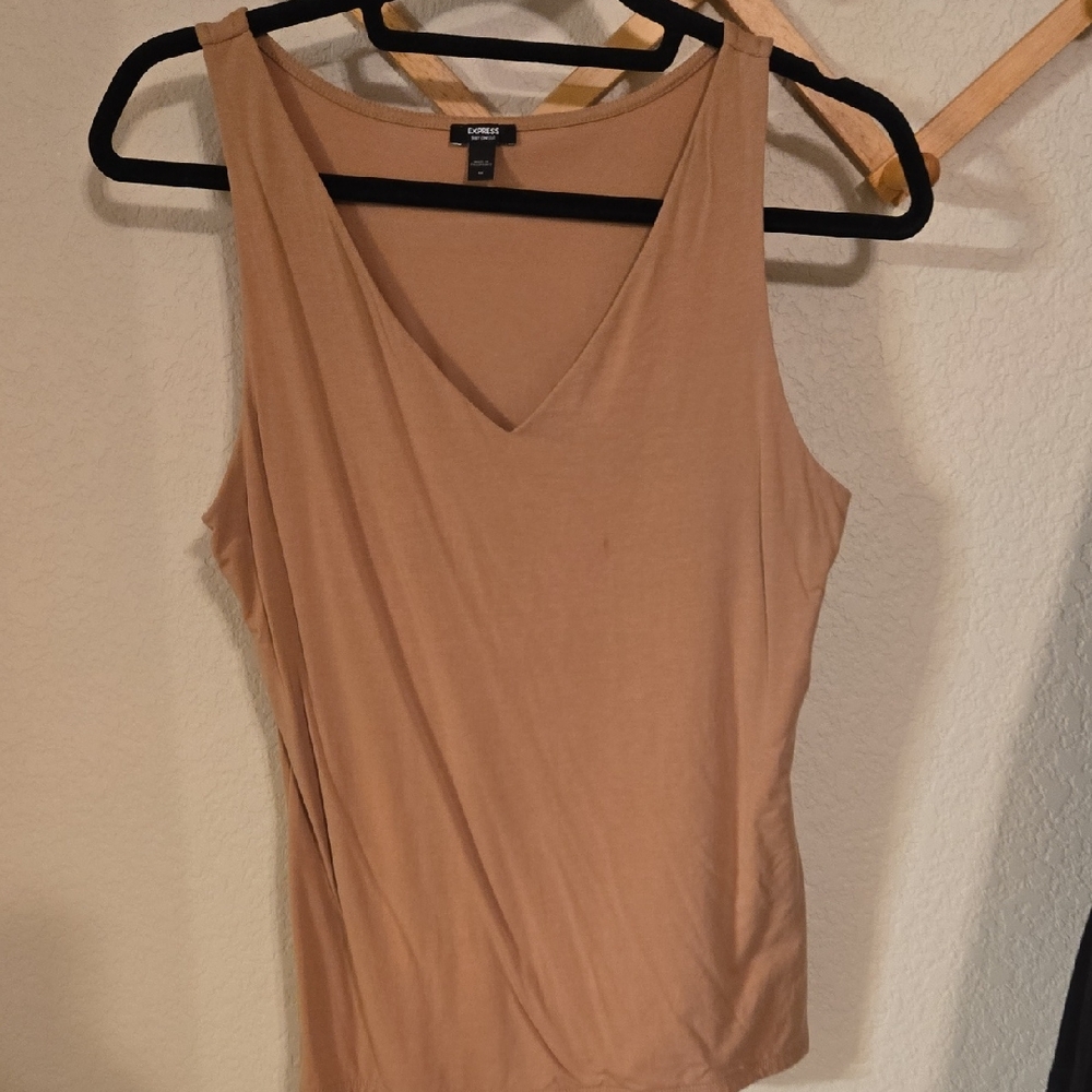 Express Tan V-Neck Tank Top